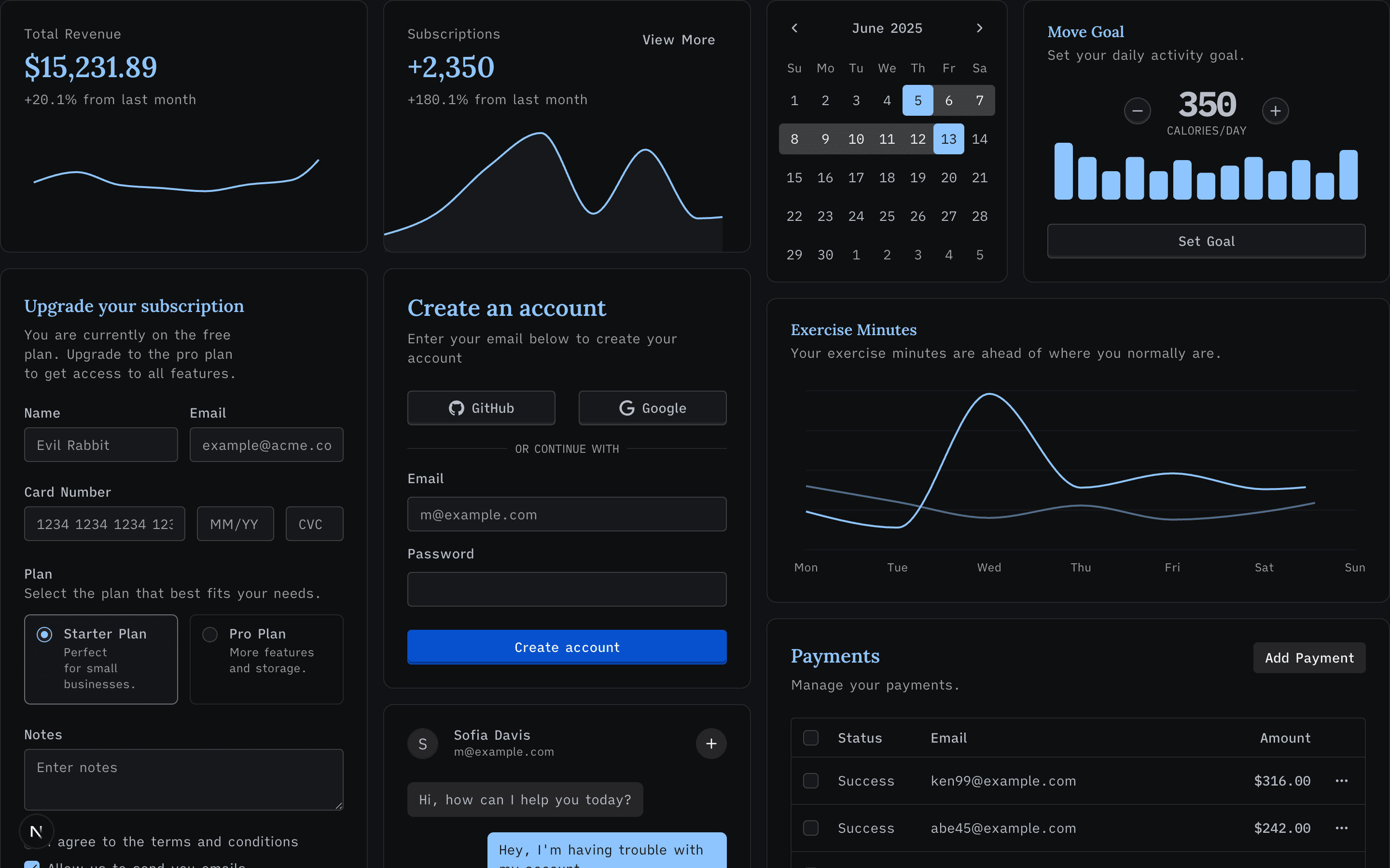 Demo of this library's components